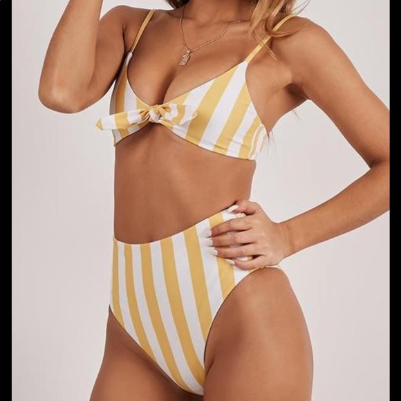 NWT Show Po striped High Waisted Bikini - Picture 2 of 4